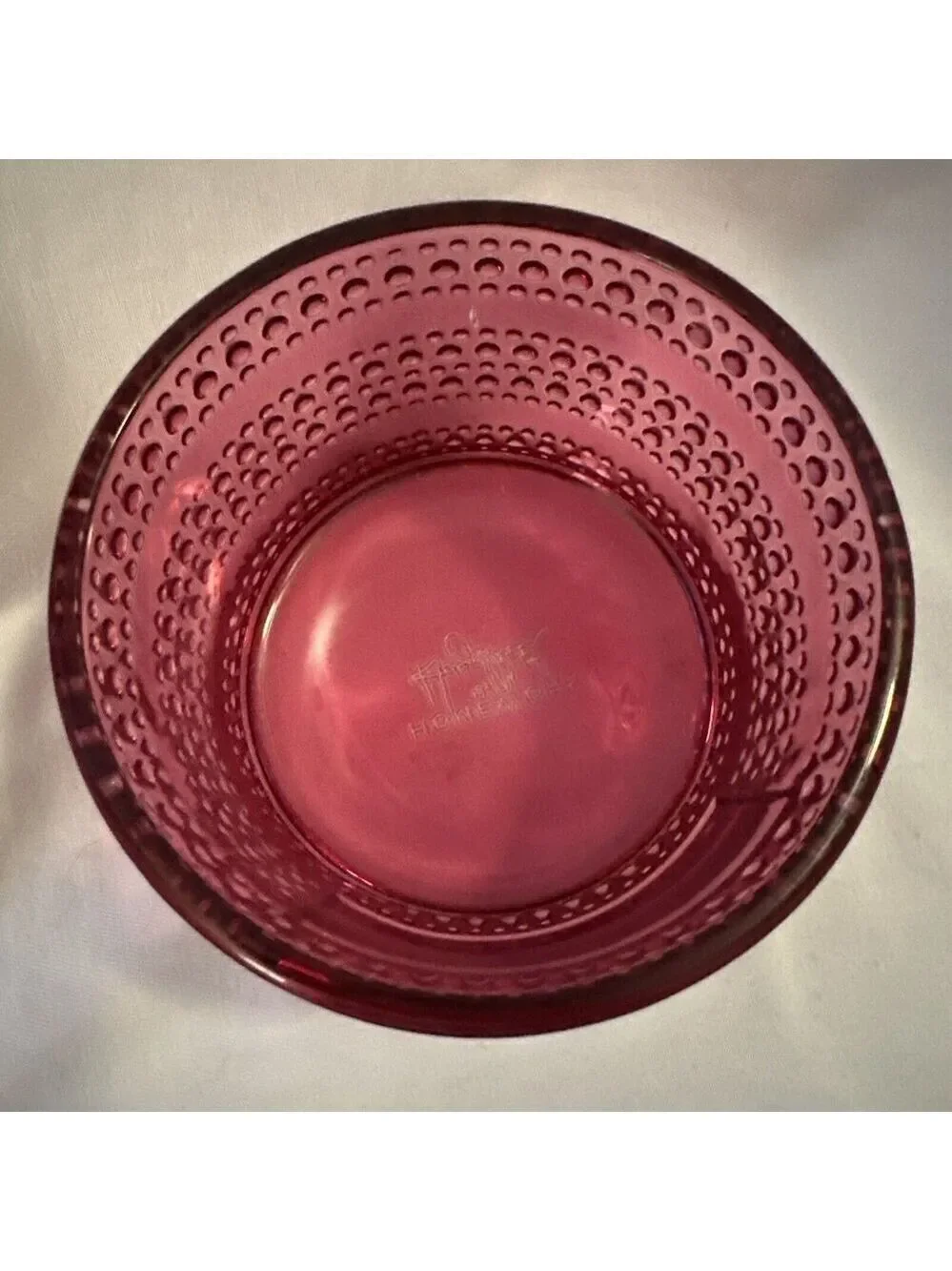 HomeWorx by Harry Slatkin Cranberry Glass Candle Holder w/ lid no candle see pic
